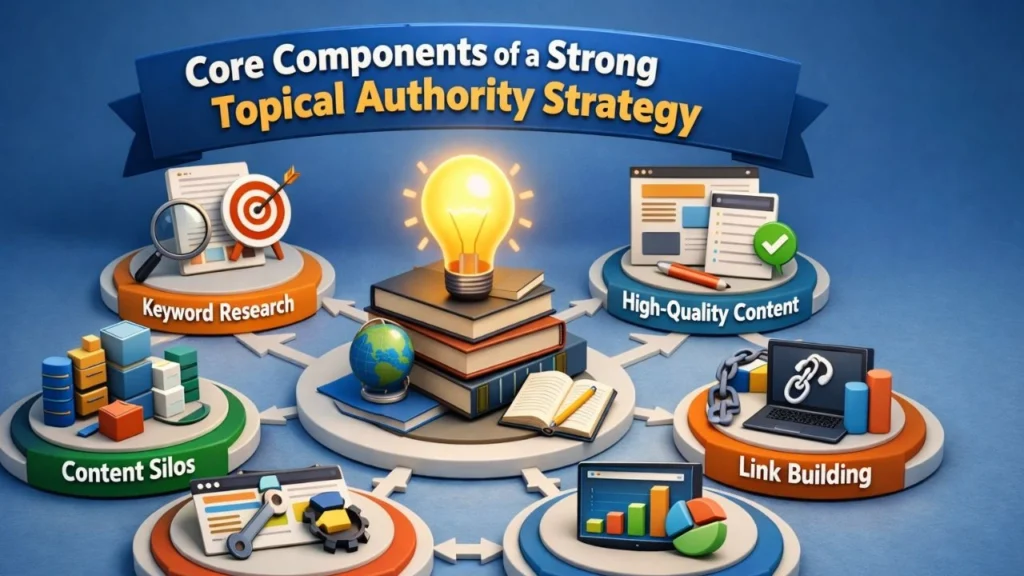 Topical Authority SEO Strategy for Higher Rankings 3 Core Components of a Strong Topical Authority Strategy